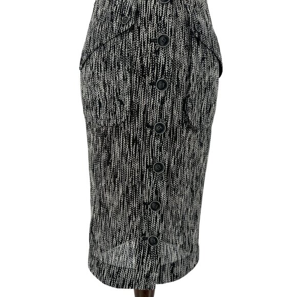 Byron Lars Beauty Mark Womens 2 Dress Knit Black White Pencil Deep V Cocktail - Picture 3 of 6